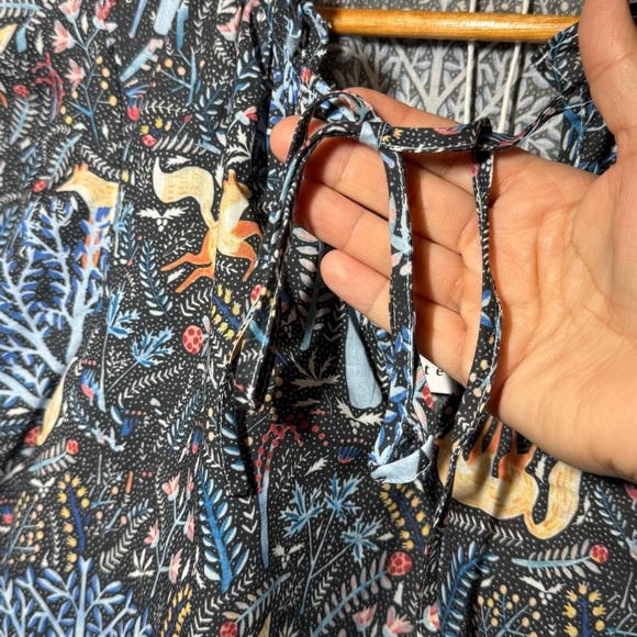 Stellah Fox Floral Peasant Tie-Neck Long Sleeve Blouse size Small Anthropologie - Picture 7 of 11